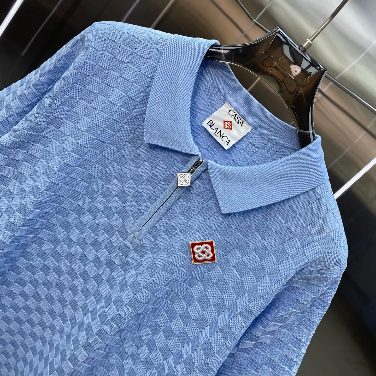 New Arrival Casablanca Casablanca POLO sweater Classic Series is made of high-definition fabrics and will not shrink or fade. Comfortable to the touch, cool and breathable, the texture is super strong and a must-have for fashionable men and women. Exclusively available in In Stock! Color: White Blue Size: M L XL XXL